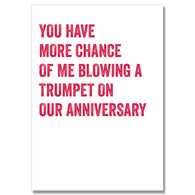 Blowing A Trumpet Anniversary Card